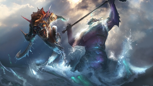 Amphibians: Slark vs Slardar (HQ Wallpaper)